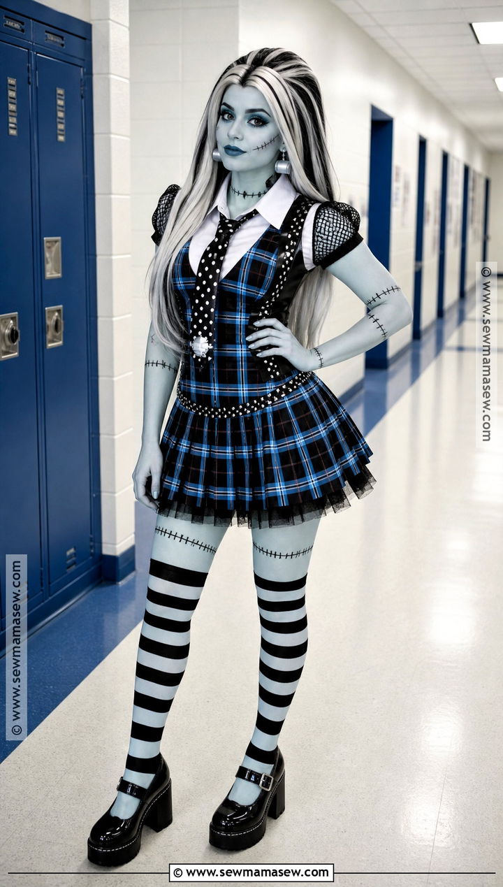 Frankie Stein Costume With Plaid Dress - 35 monster high characters costumes