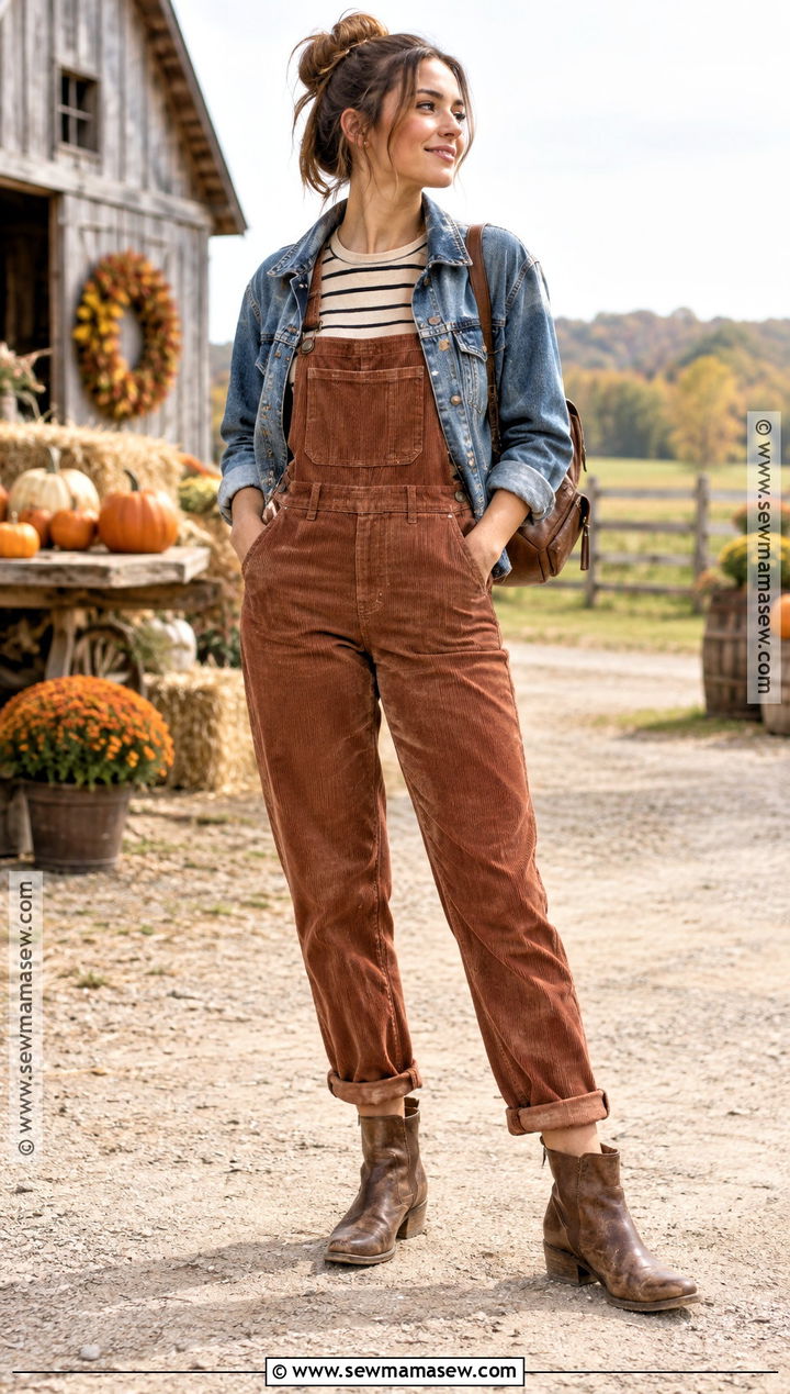 Freebird Boots With Corduroy Overalls And Striped Tee - 15 freebird boots outfit fall