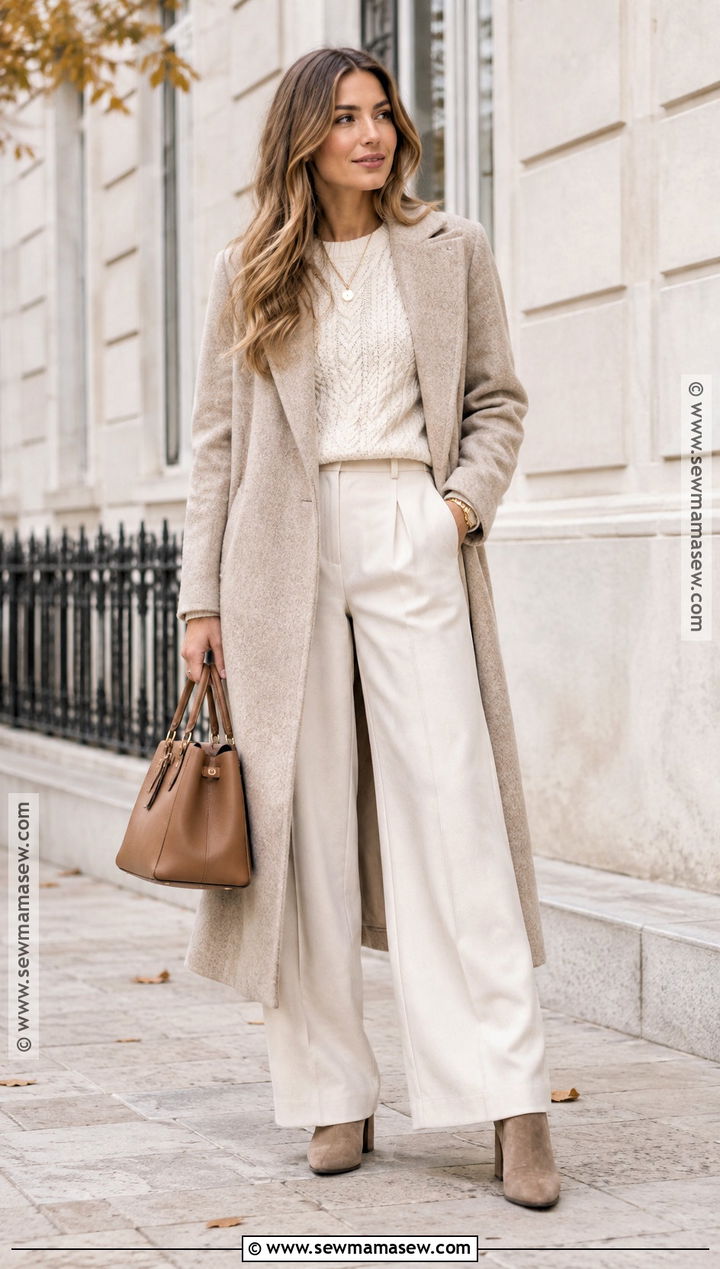 French Autumn Cream Monochrome Outfit - 25 French Autumn Style Ideas