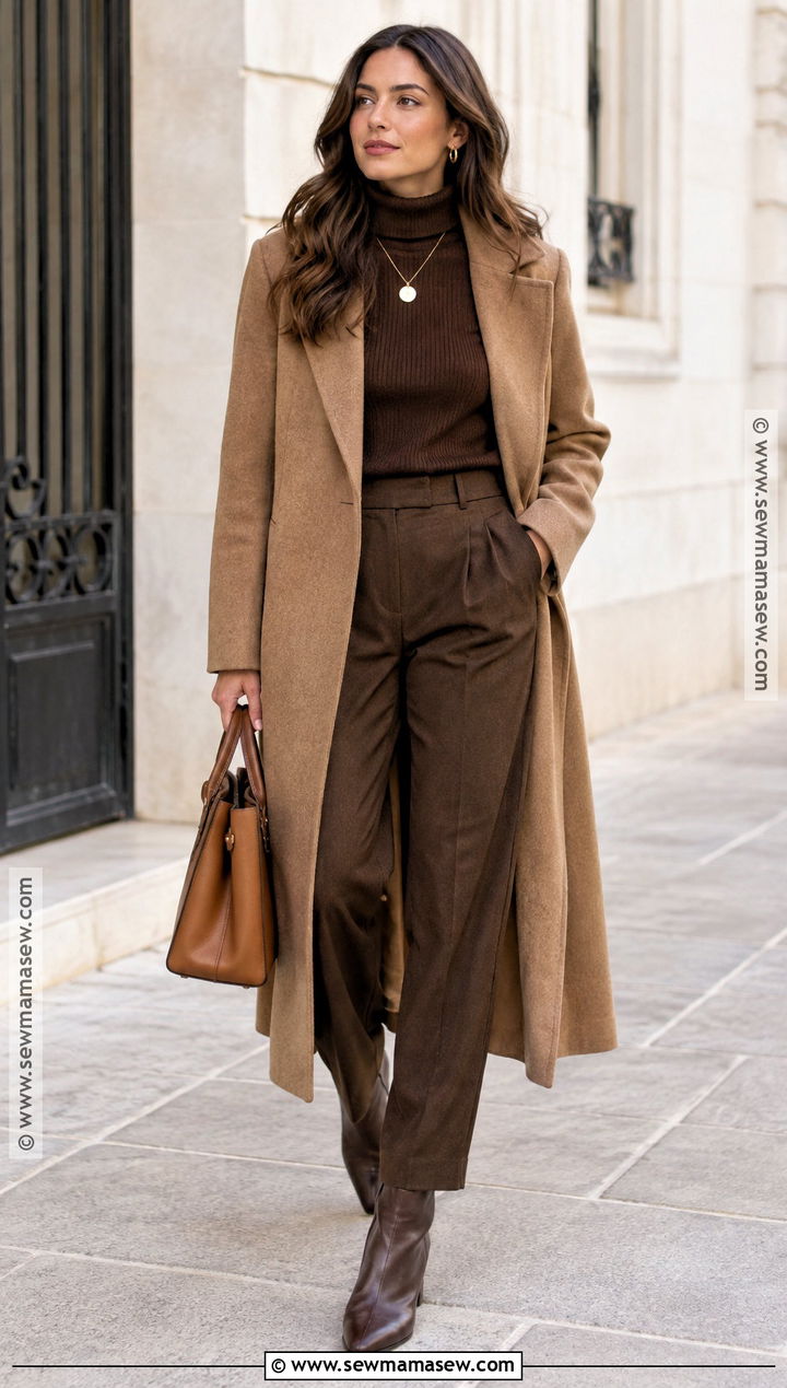 French Fall Monochrome Brown Outfit - 20 french girl fall style ideas