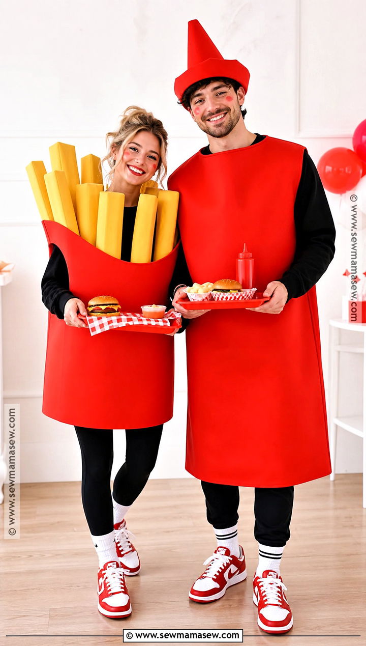 French Fries And Ketchup Couple Costume - 30 Unique Couples Halloween Costume Ideas Funny