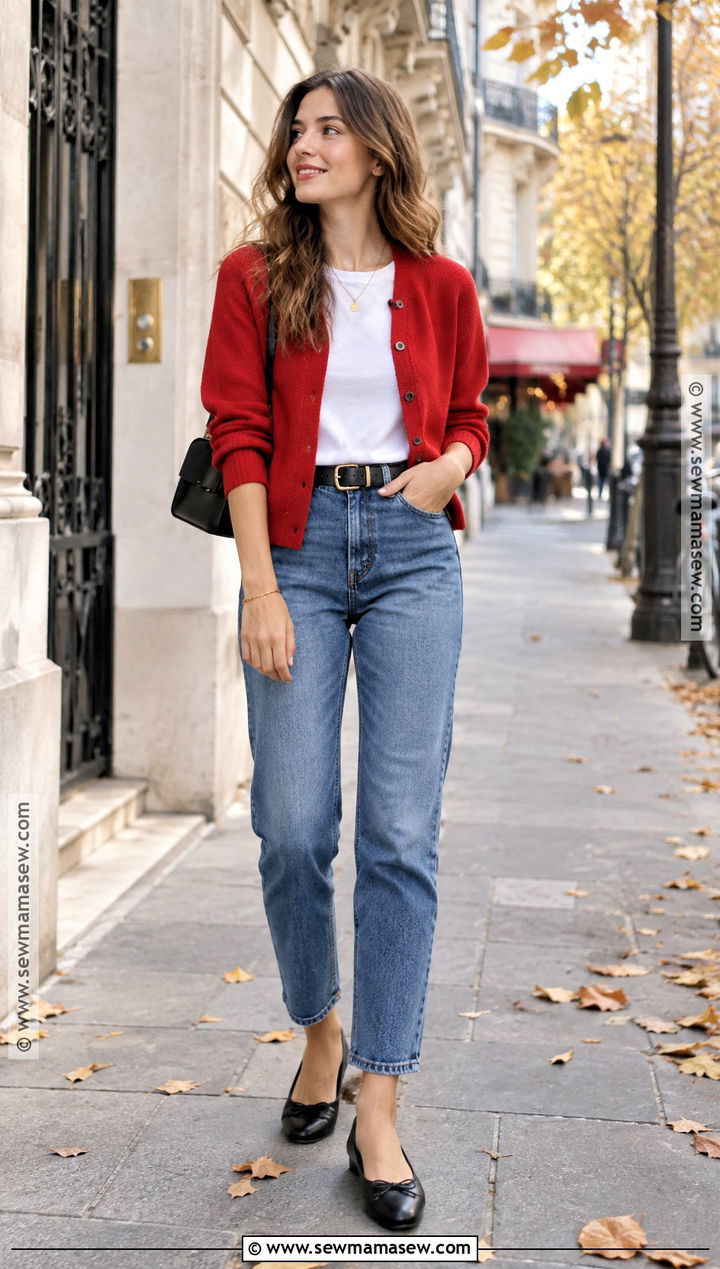 French Girl Red Cardigan Outfit - 15 french girl fall style ideas 2026