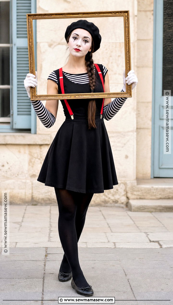 French Mime Costume With Black Beret - 35 black dress costume ideas