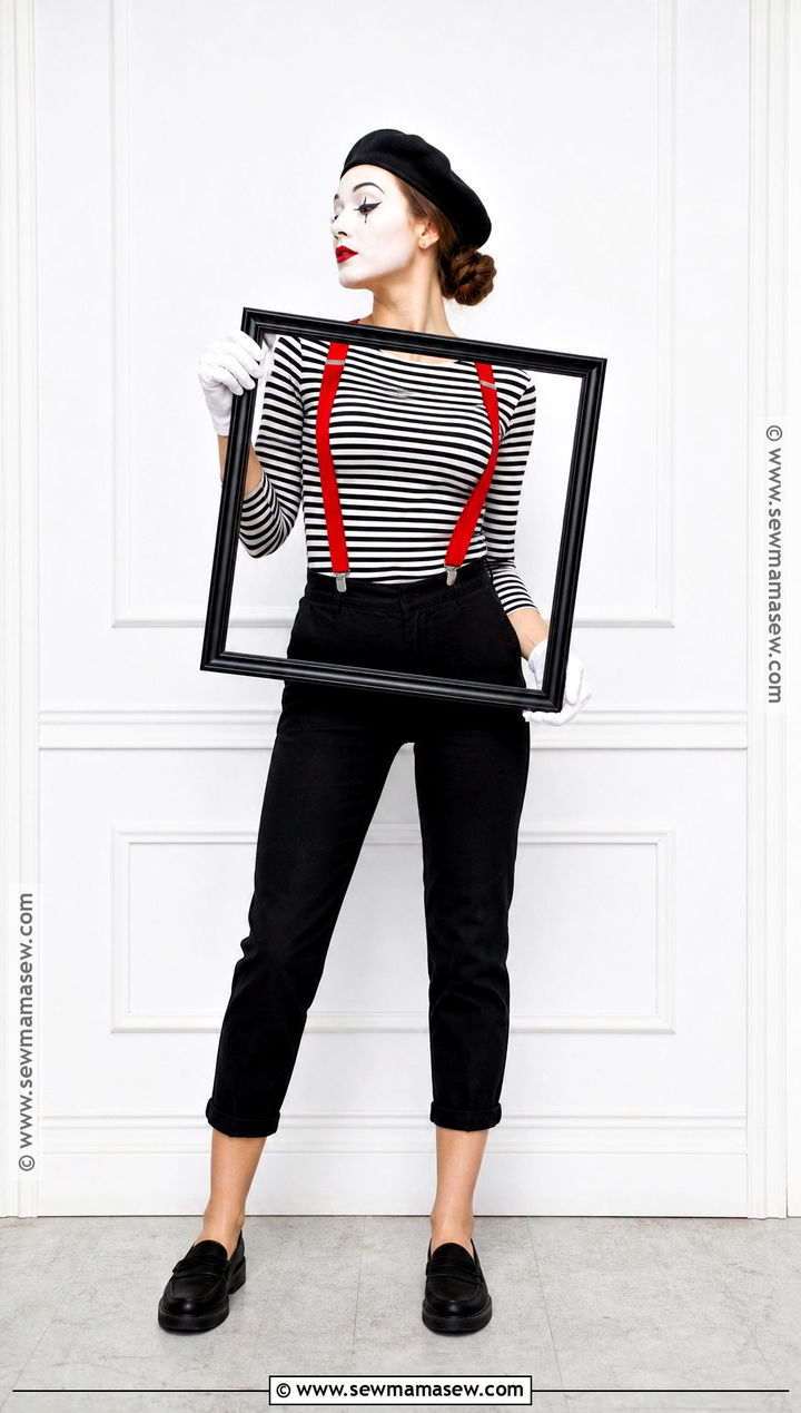 French Mime Costume With Striped Shirt - 30 simple halloween costume ideas for women