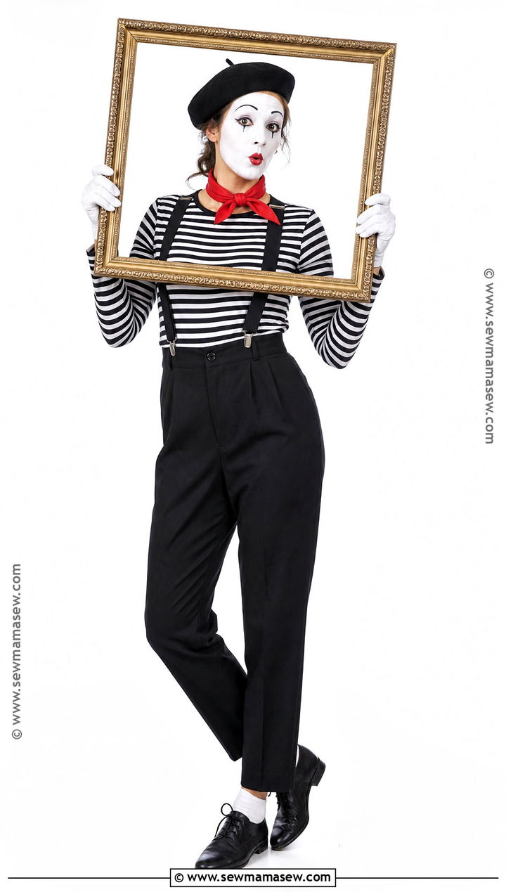 French Mime Costume With Suspenders - 30 costume for halloween ideas