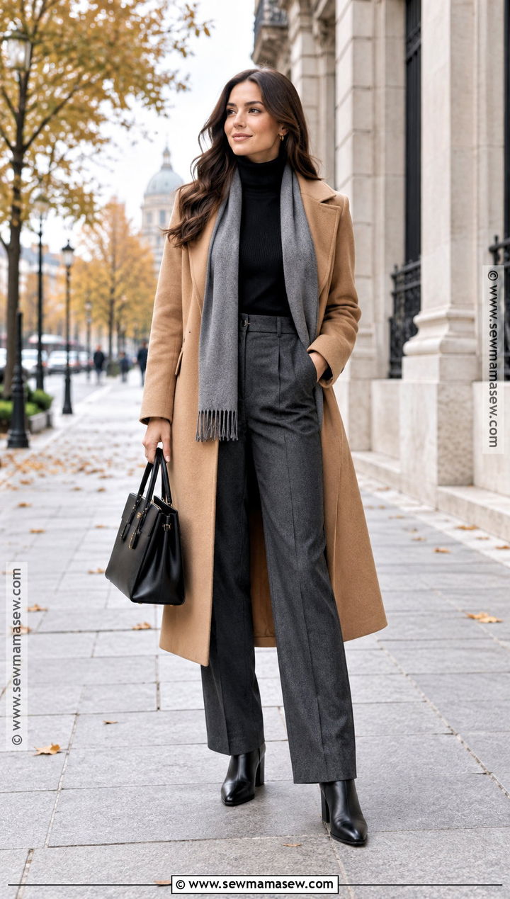 French Wool Coat and Turtleneck Outfit - 15 classic french fall outfits