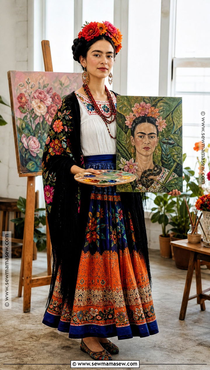 Frida Kahlo Costume With Floral Headpiece - 30 historical figures costumes