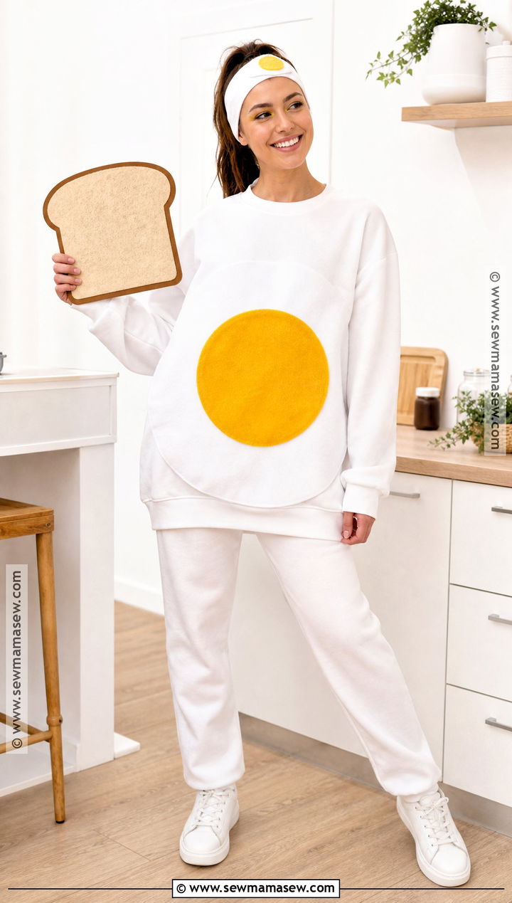 Fried Egg Costume With White Clothes - 30 costume ideas last minute