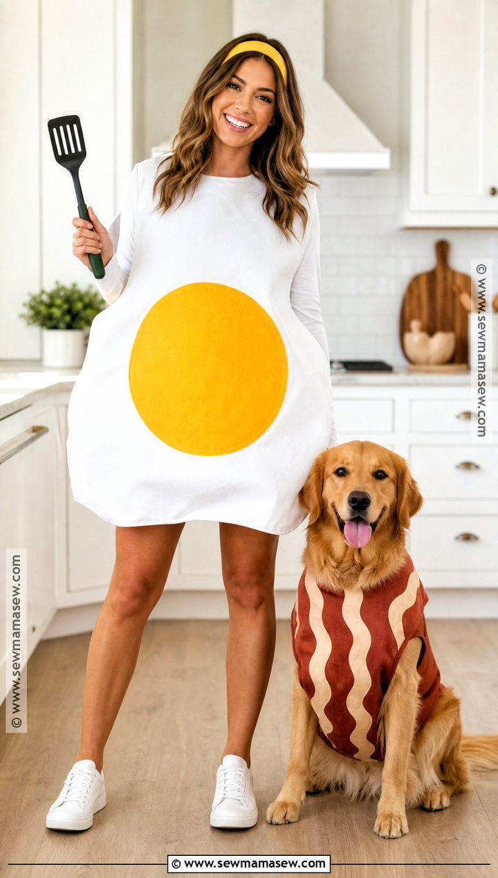 Fried Egg and Bacon Dog and Owner Costume - 30 dog and owner costumes