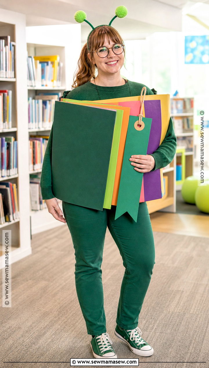 Friendly Bookworm Costume With Colorful Books - 40 unique costumes