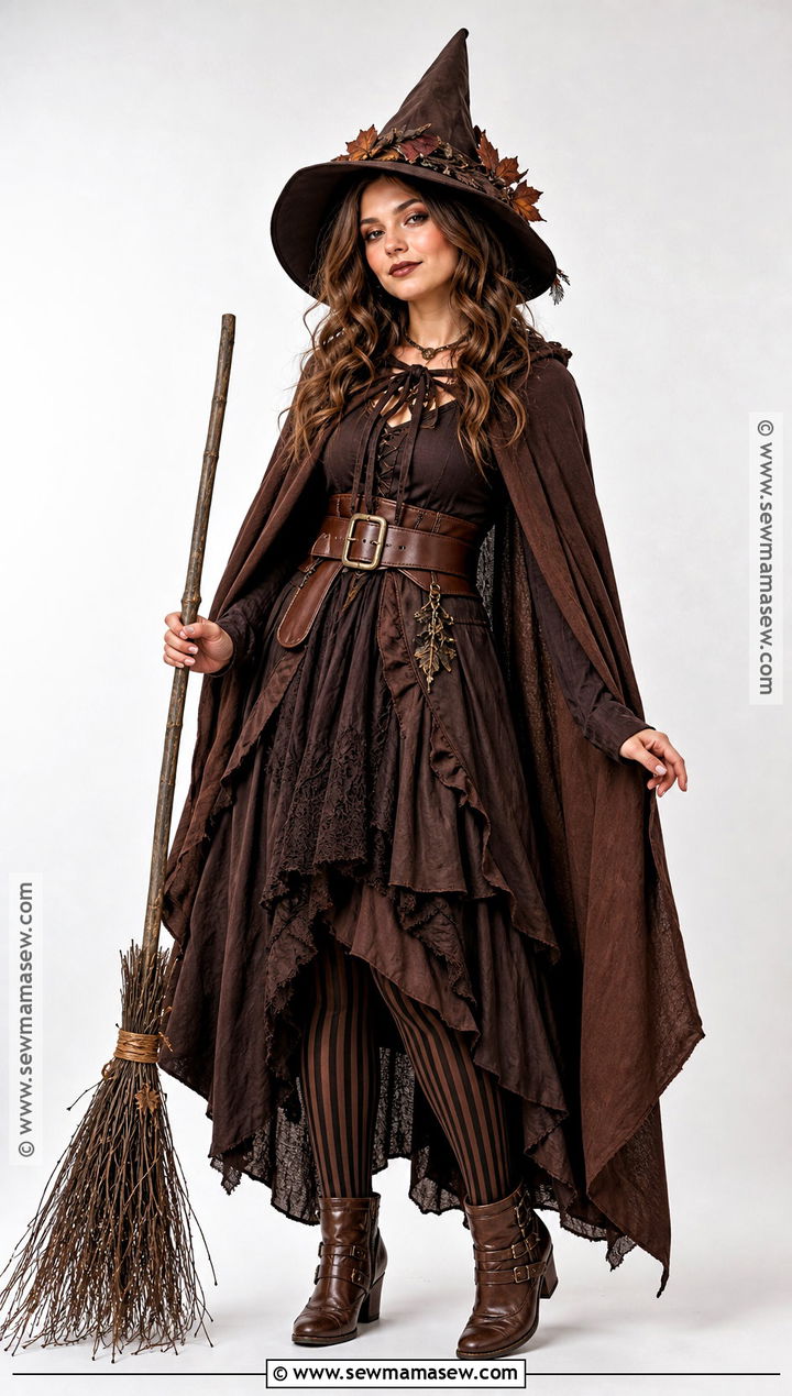 Friendly Brown Witch Costume With Cape - 35 brown halloween costumes