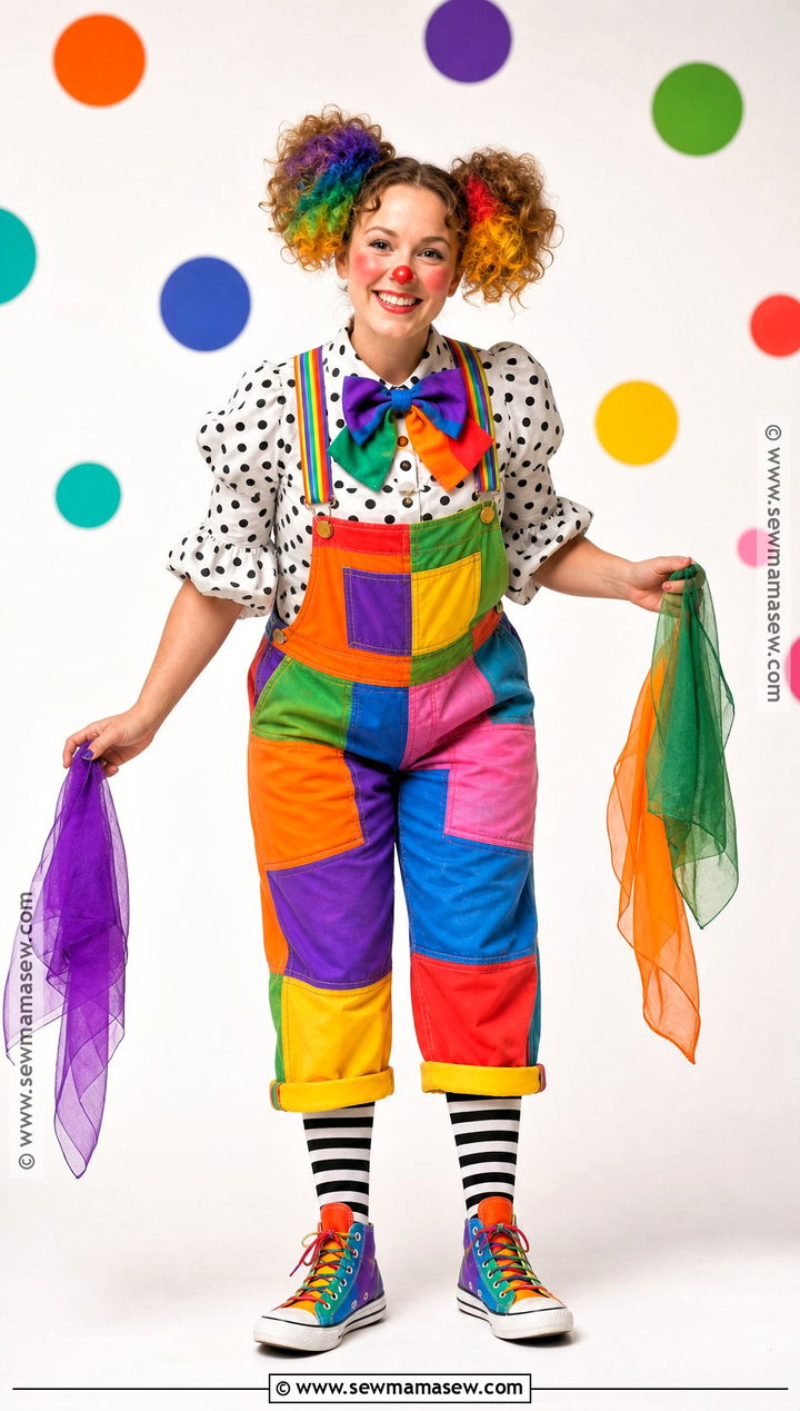 Friendly Clown Costume With Rainbow Curls - 35 curly hair halloween costume ideas