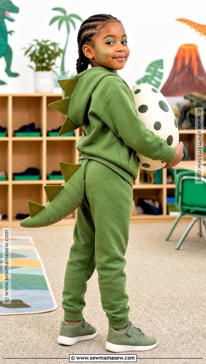 Friendly Dinosaur Costume With Green Hoodie - 40 school halloween costumes
