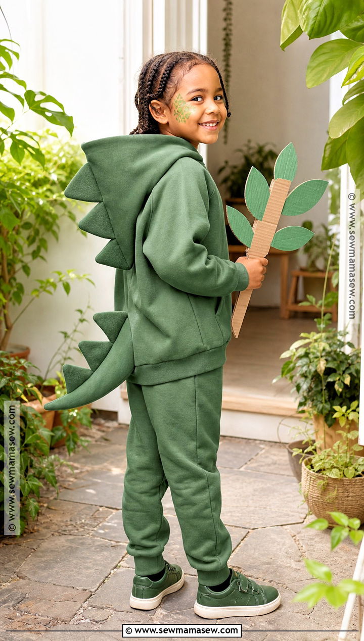 Friendly Dinosaur Costume With Paper Spikes - 30 last minute costume ideas for kids