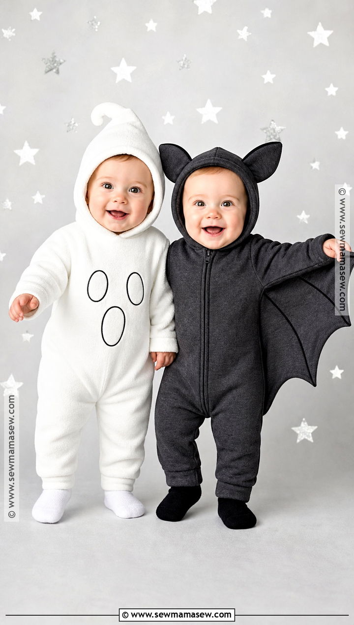 Friendly Ghost And Bat Twin Baby Costume - 30 twin halloween costumes for babies