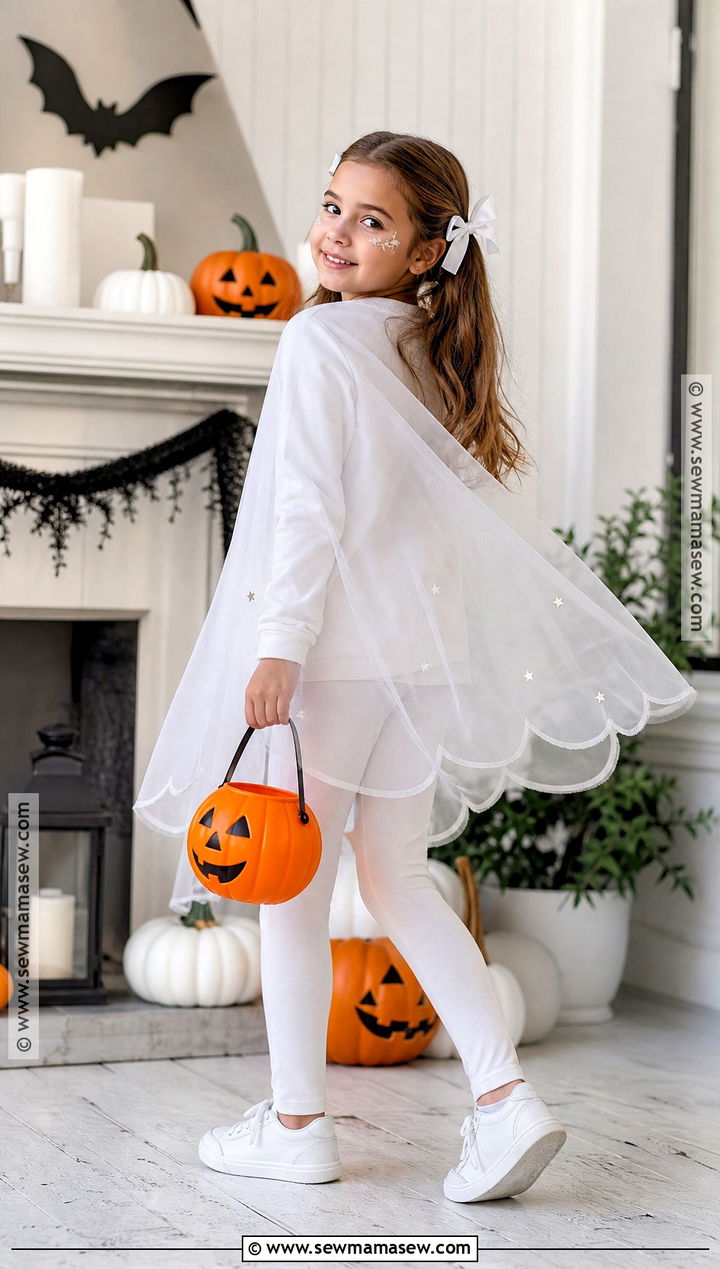 Friendly Ghost Costume With Tulle Cape - 30 kid costume ideas
