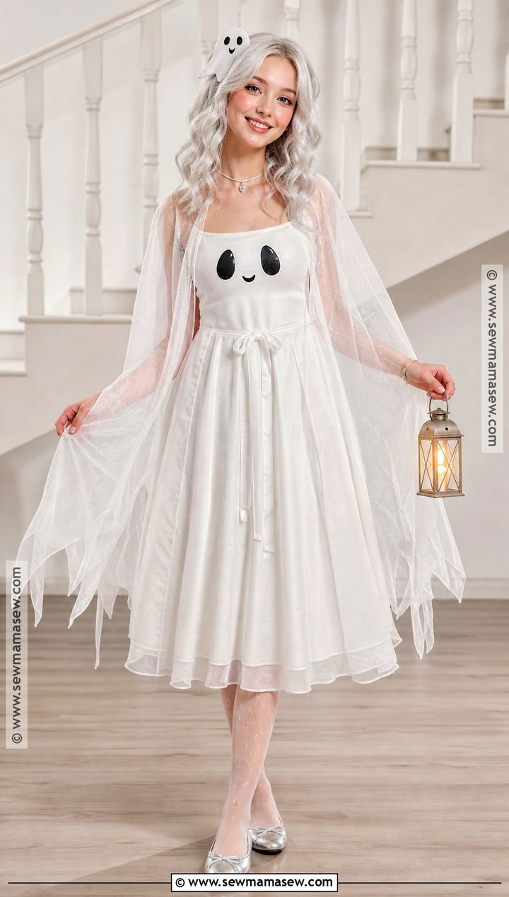 Friendly Ghost Costume With White Dress - 35 cute halloween costumes for women