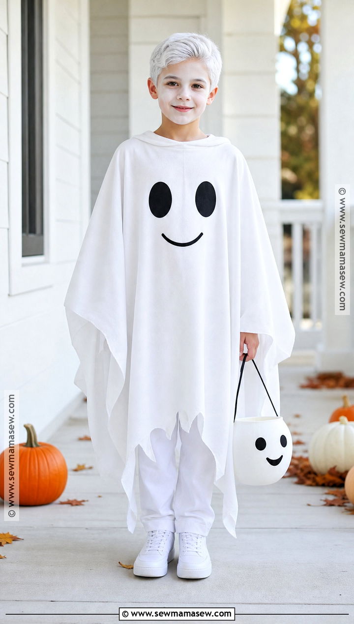 Friendly Ghost Costume With White Poncho - 40 boys halloween costumes