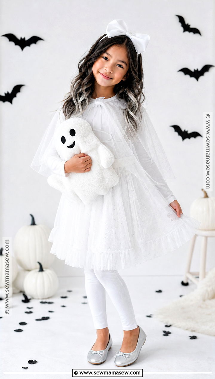 Friendly Ghost Costume With White Tulle - 35 Girl Costume Ideas