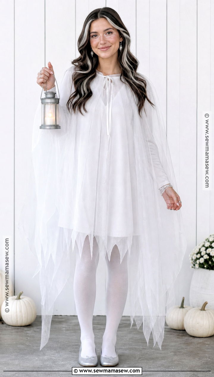 Friendly Ghost Costume With White Tulle - 35 Halloween Costume Solo Ideas