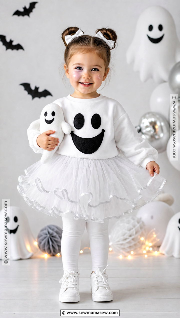 Friendly Ghost Costume With White Tutu - 30 toddler girl costume ideas