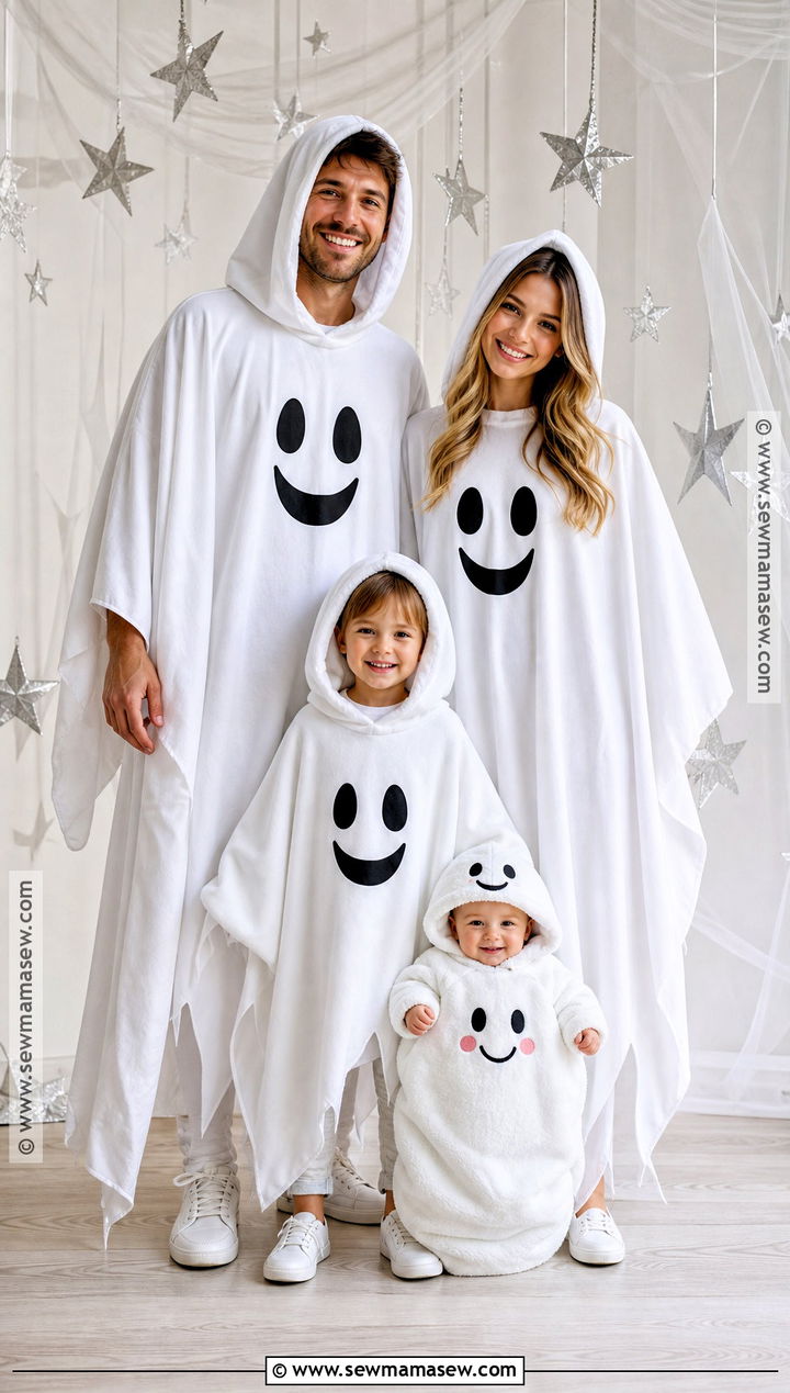 Friendly Ghost Family Costume With Ghost Baby - 30 Family Of 4 Halloween Costumes With for Babies