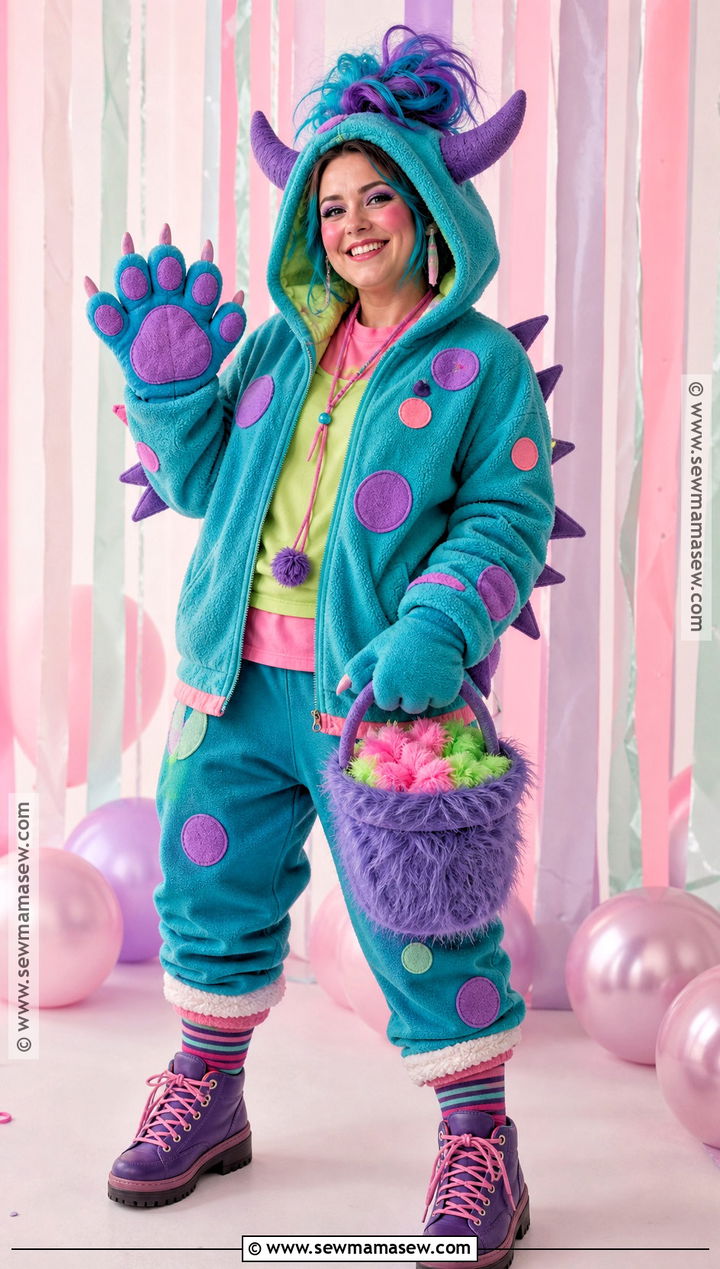 Friendly Monster Costume With Colorful Fleece - 40 warm halloween costumes