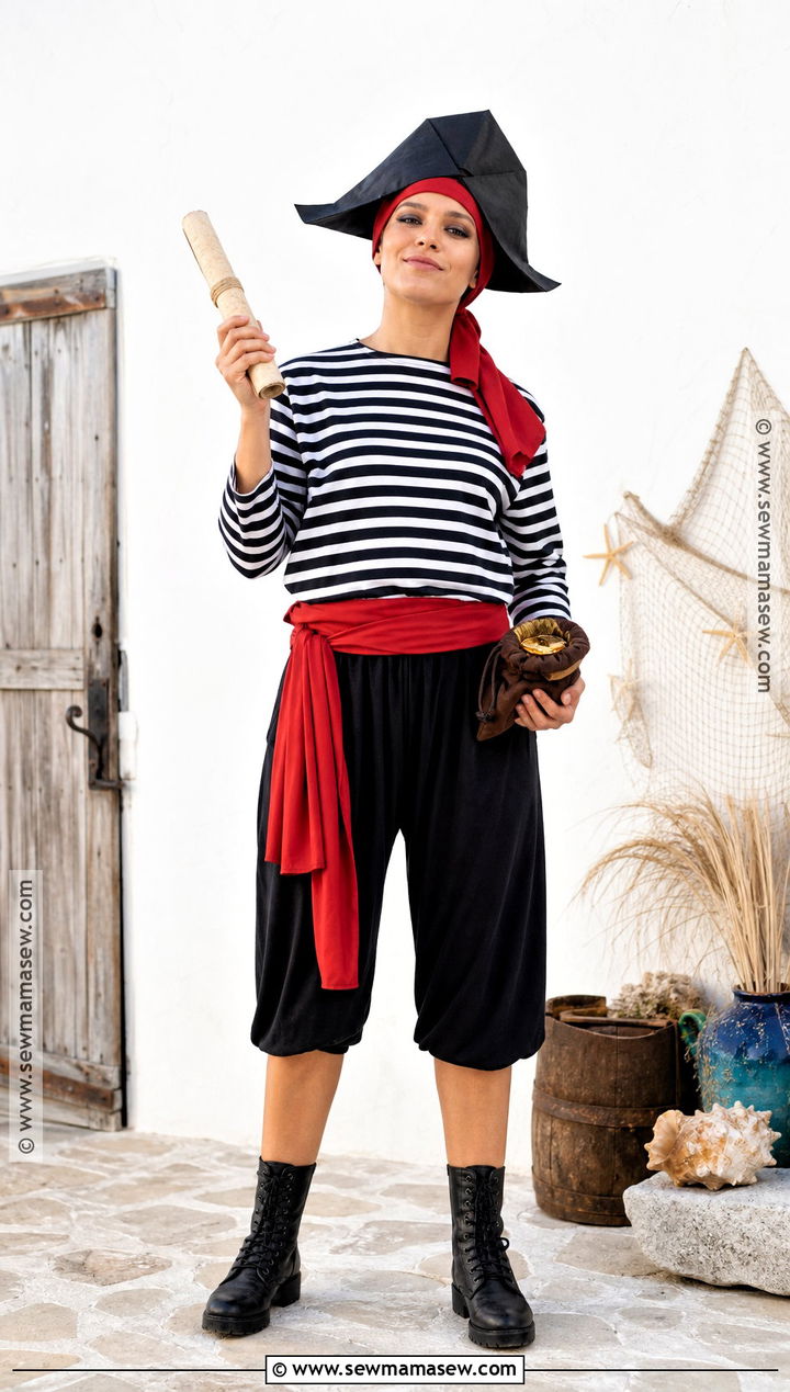 Friendly Pirate Costume With Striped Shirt - 30 Easy Homemade Halloween Costumes