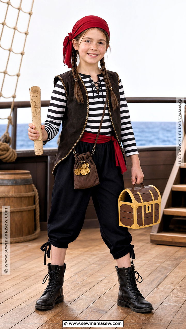 Friendly Pirate Costume With Striped Shirt - 40 kids costumes