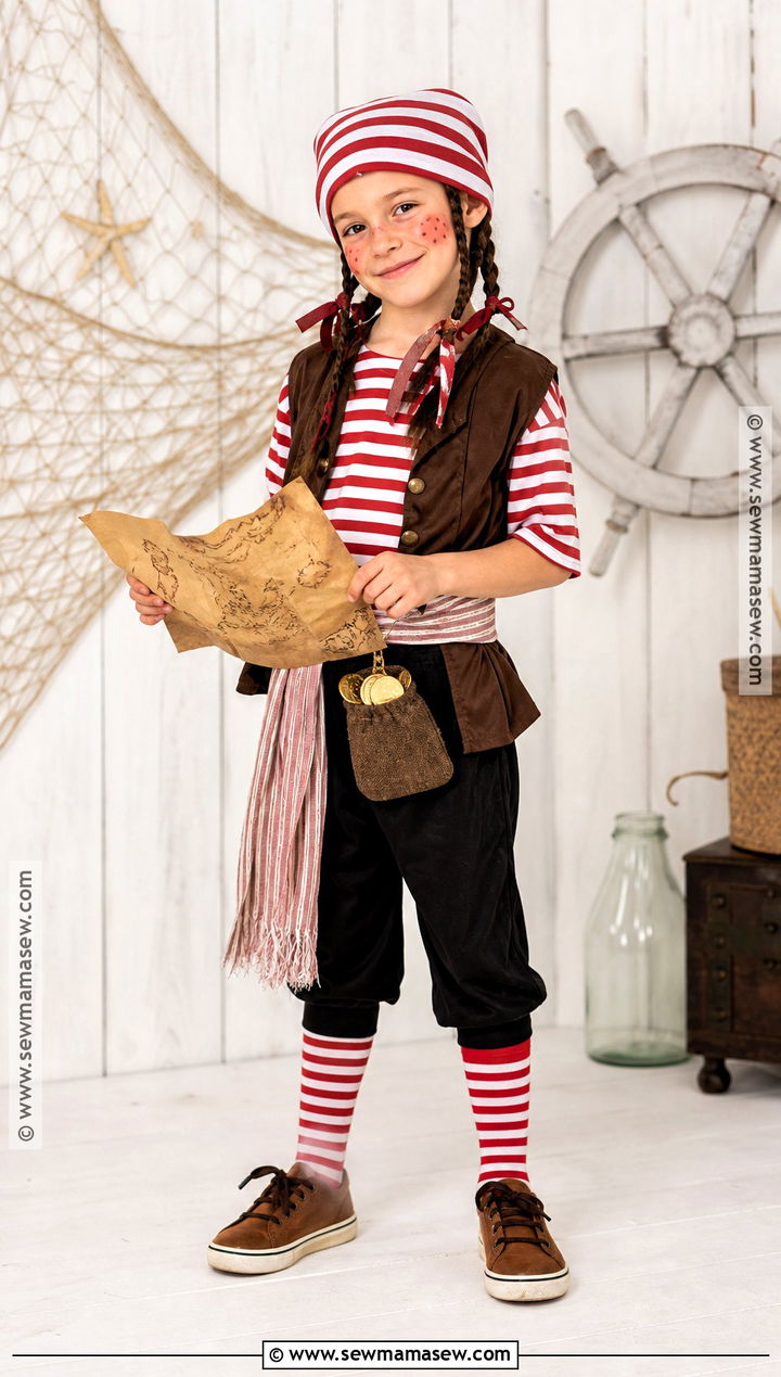 Friendly Pirate Costume With Striped Shirt - 45 kids halloween costumes