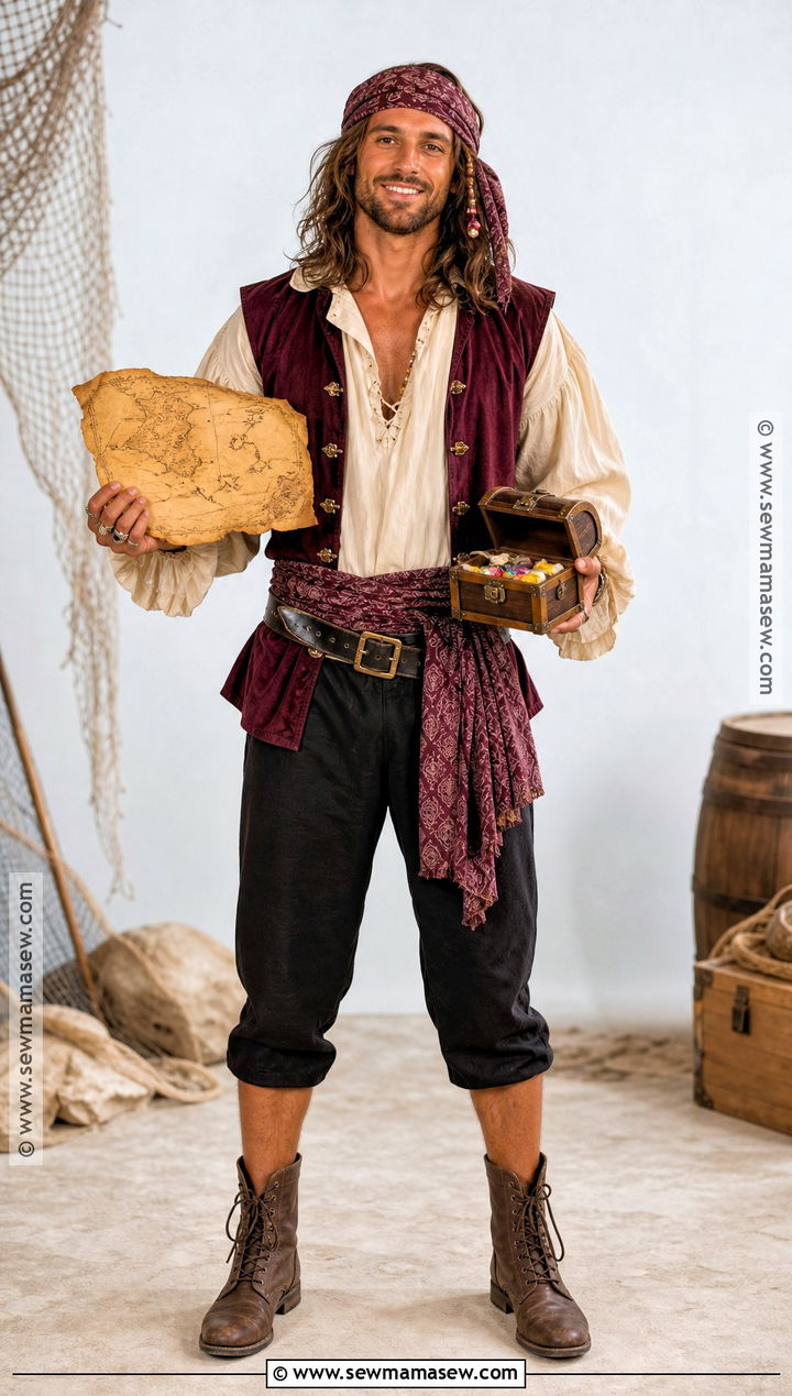 Friendly Pirate Costume With Striped Shirt - 50 men halloween costumes