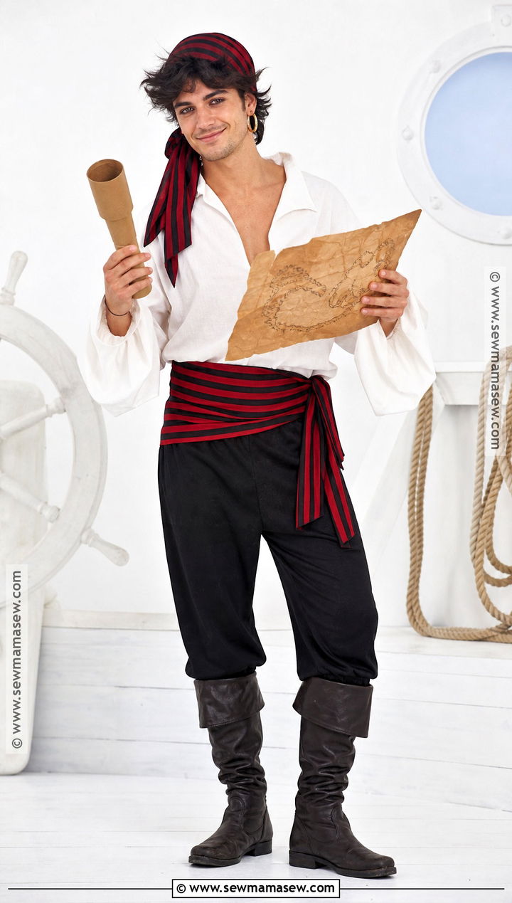 Friendly Pirate Costume With Striped Top - 45 easy last minute halloween costumes