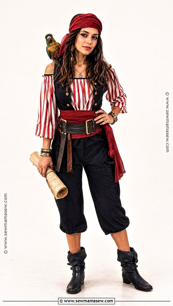 Friendly Pirate Costume With Striped Top - 30 simple halloween costume ideas