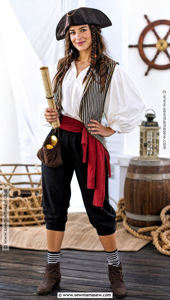 Friendly Pirate Costume With Striped Vest - 30 halloween costume party ideas