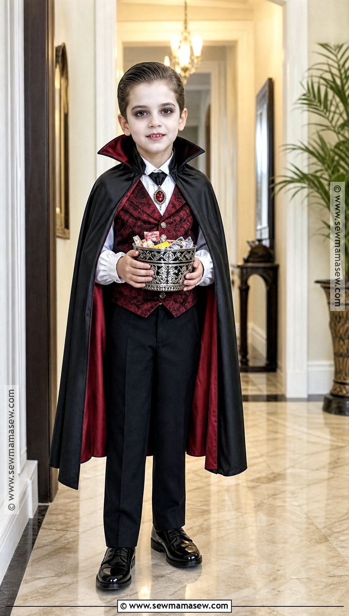 Friendly Vampire Costume With Red Cape - 30 halloween costumes kids for boys
