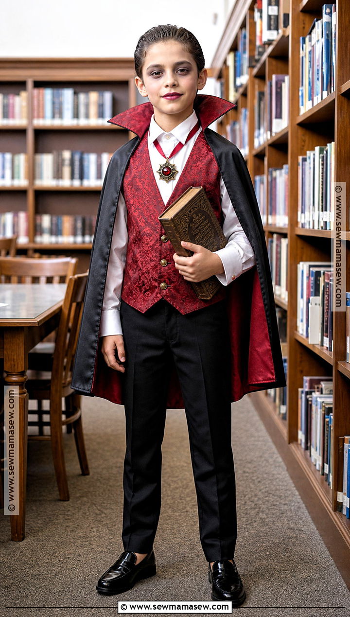 Friendly Vampire Costume With Red Cape - 40 school halloween costumes