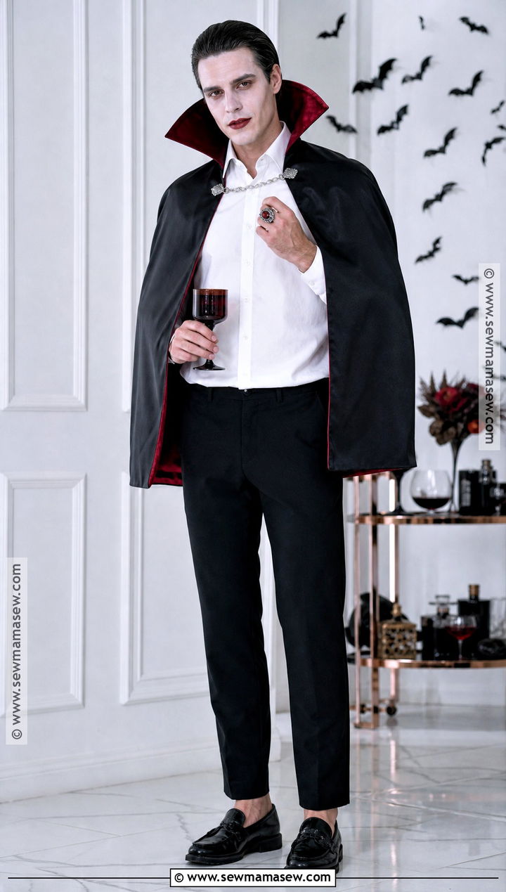 Friendly Vampire Costume With Red Cape - 40 simple halloween costume ideas