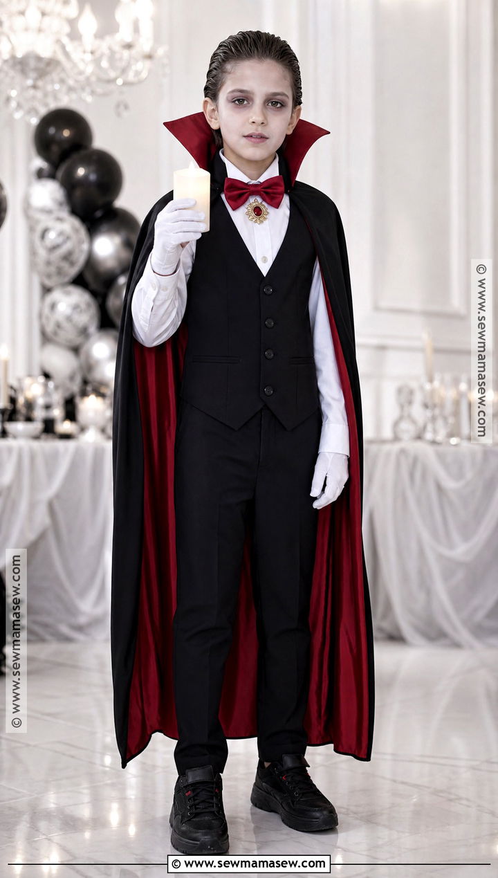 Friendly Vampire Costume With Red Cape - 30 boys costume ideas
