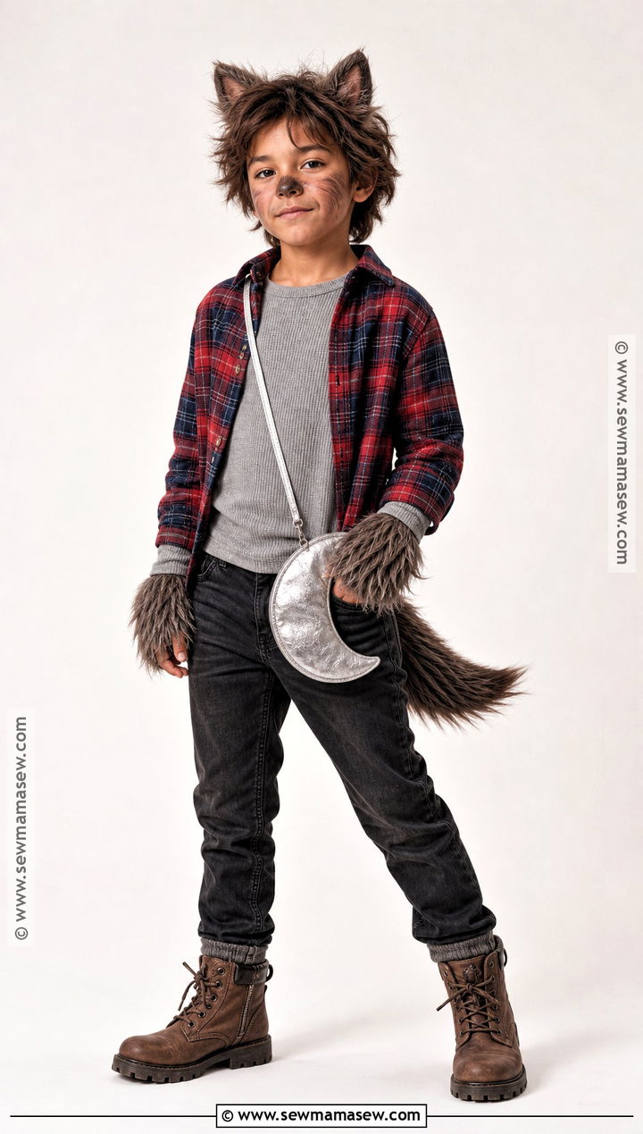 Friendly Werewolf Costume With Plaid Shirt - 40 kids costumes