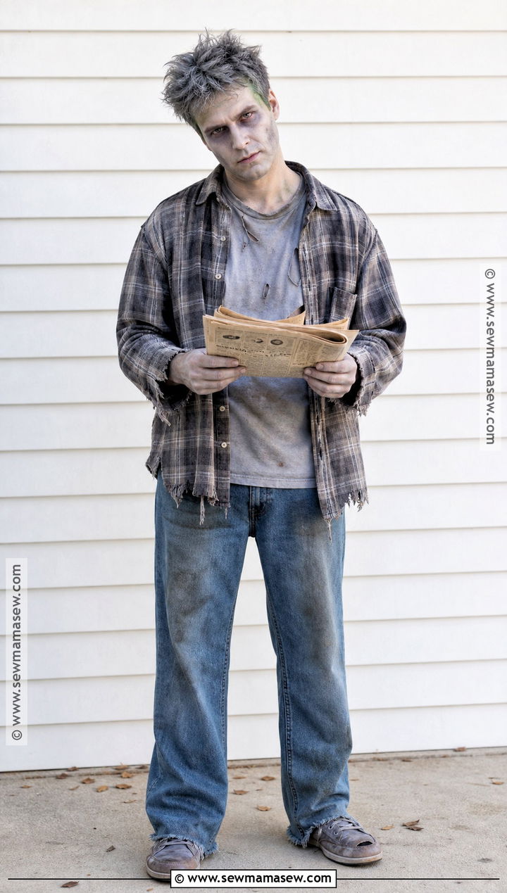 Friendly Zombie Costume With Old Clothes - 30 Simple Halloween Costumes for Men