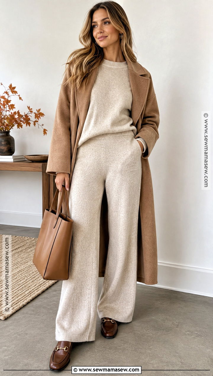 Friendsgiving Knit Matching Set And Loafers Outfit - 20 Cute Friendsgiving Outfit Ideas