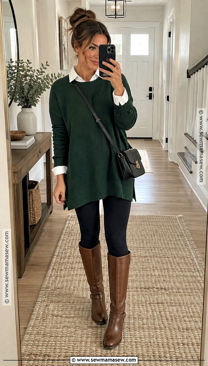 Friendsgiving Leggings And Tunic Sweater Outfit - 15 fall outfits friendsgiving