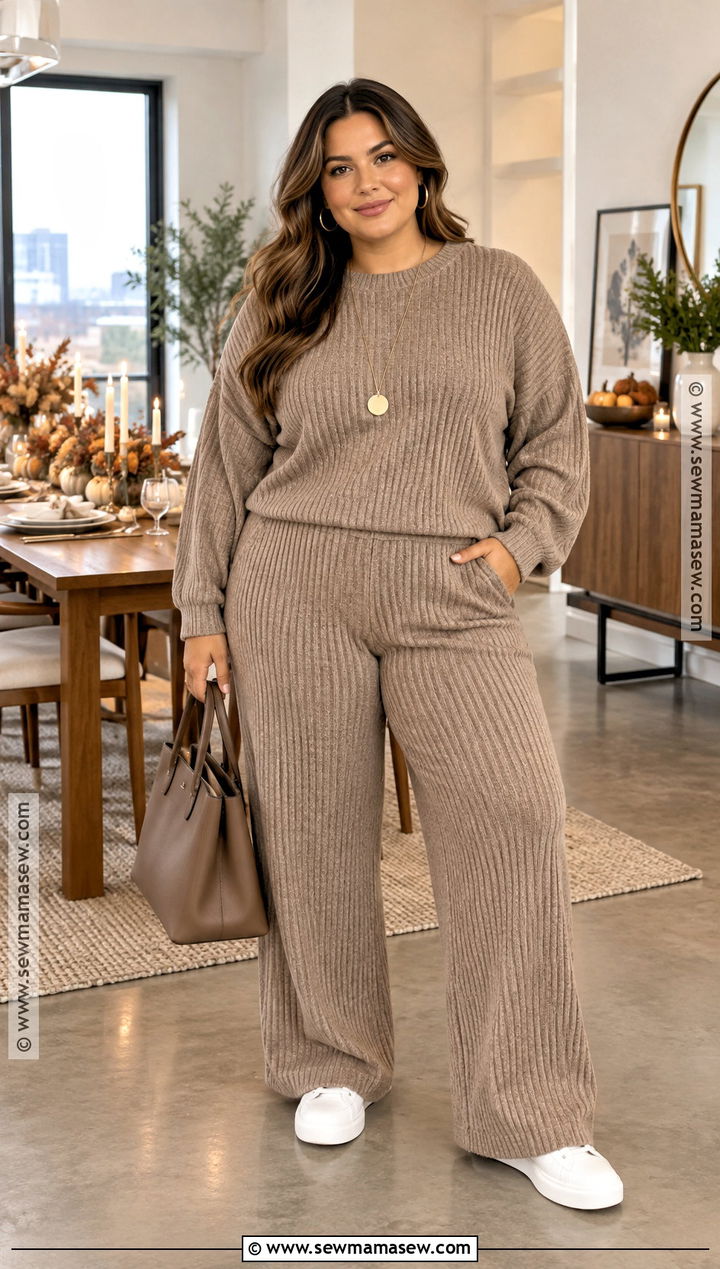 Friendsgiving Matching Knit Set With Sneakers - 30 friendsgiving outfit ideas