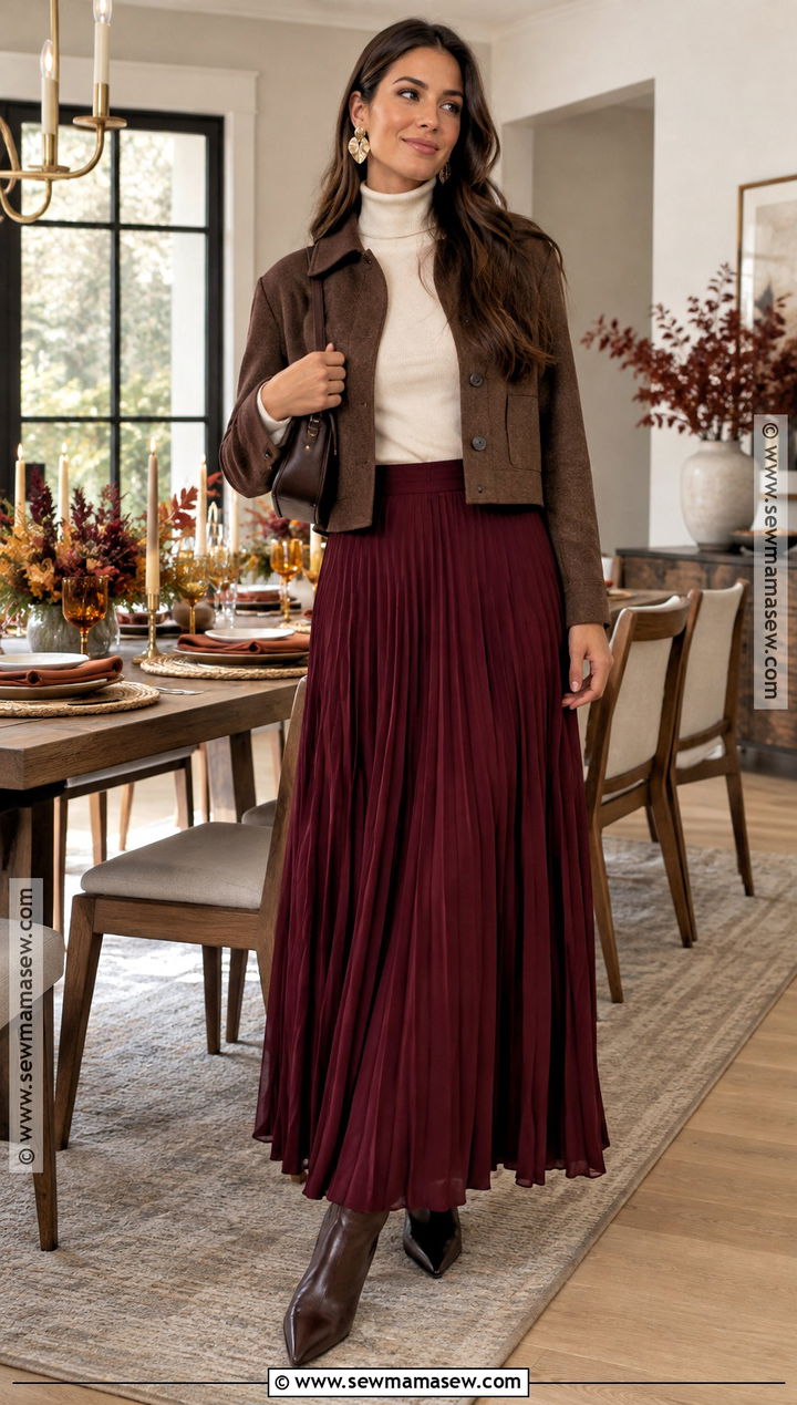 Friendsgiving Maxi Skirt Outfit With Fitted Top - 30 friendsgiving outfit ideas