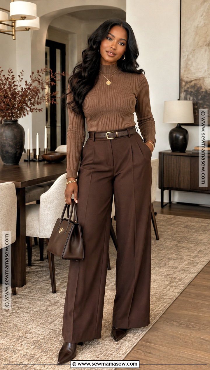 Friendsgiving Monochrome Brown Outfit - 15 Friendsgiving Fashion Ideas