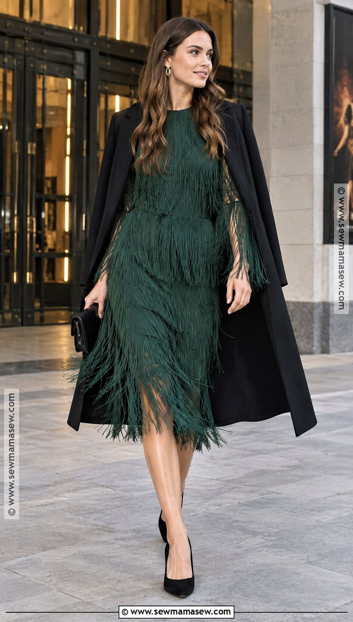 Fringe Fall Dress With Minimal Heels - 15 fall dress trends 2026