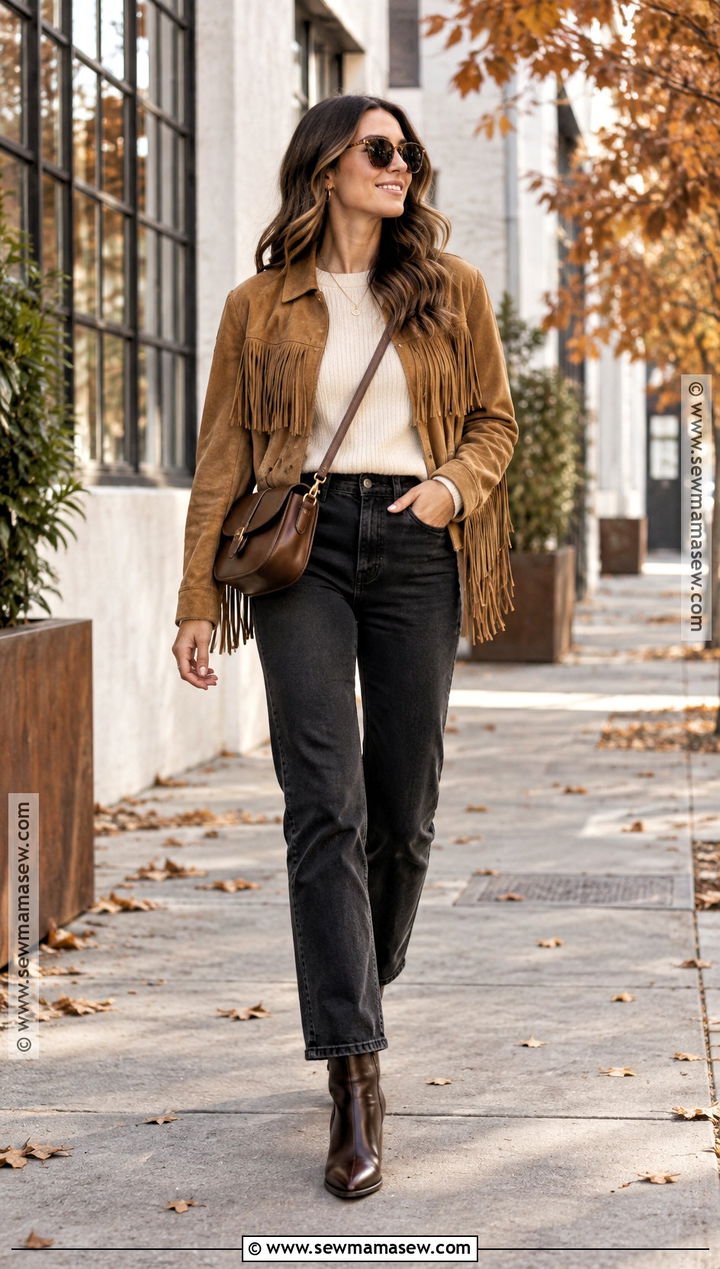 Fringe Jacket And Black Jeans Outfit - 25 2026 fall fashion ideas