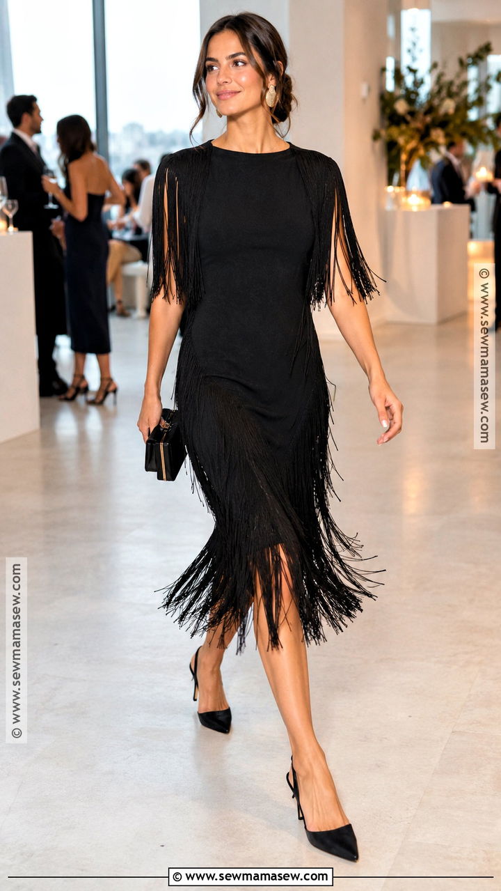 Fringe Midi Dress Fall Party Outfit - 20 fall party outfits for women
