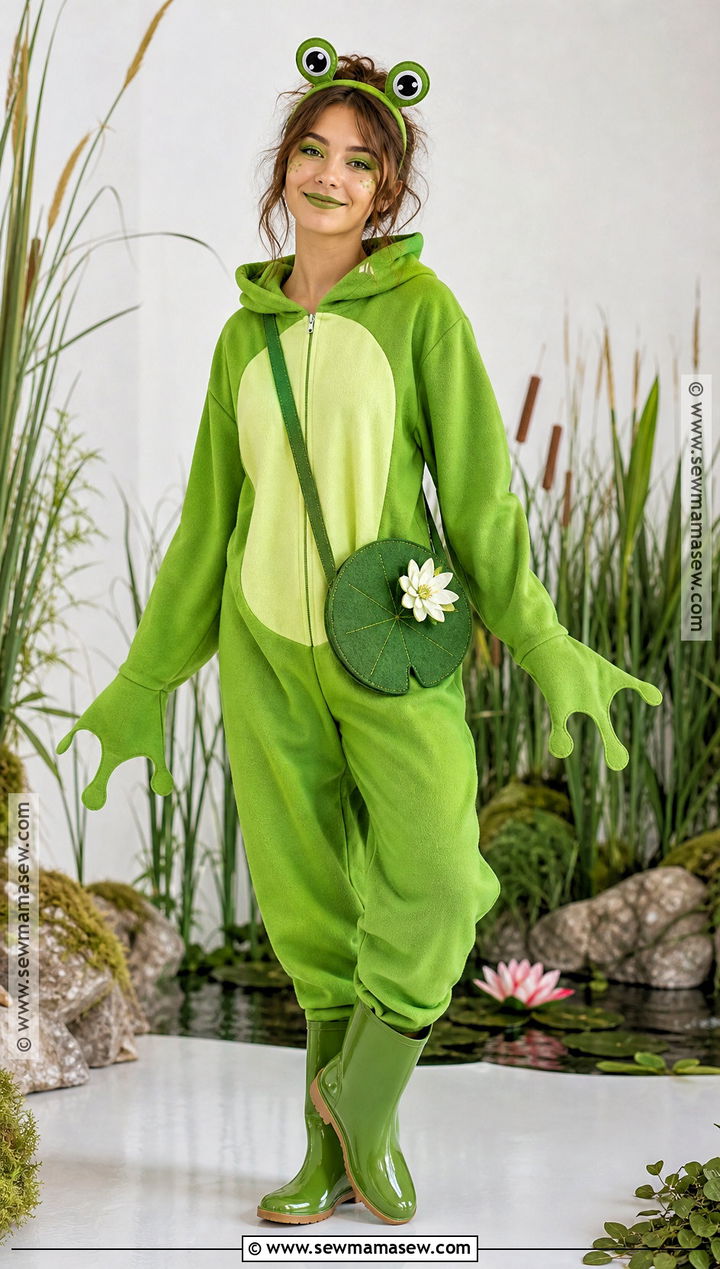 Frog Costume With Green Jumpsuit - 30 Animal Halloween Costumes for Women