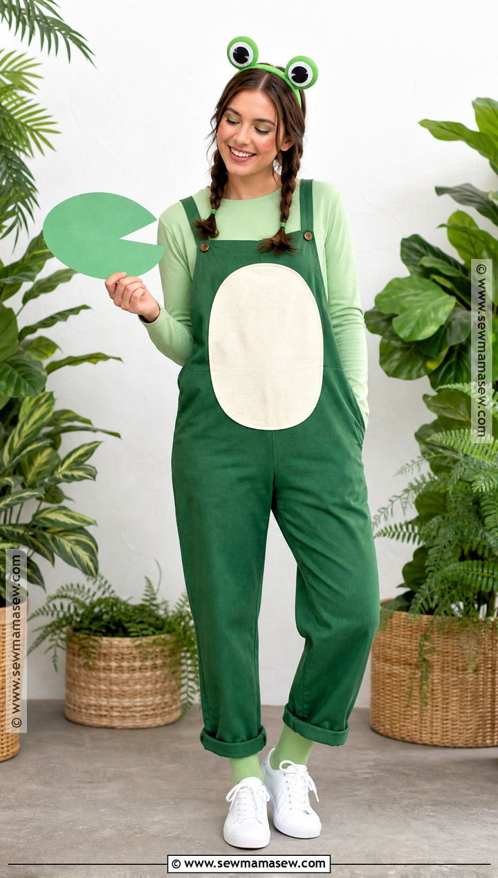 Frog Costume With Green Overalls - 40 cute easy halloween costumes